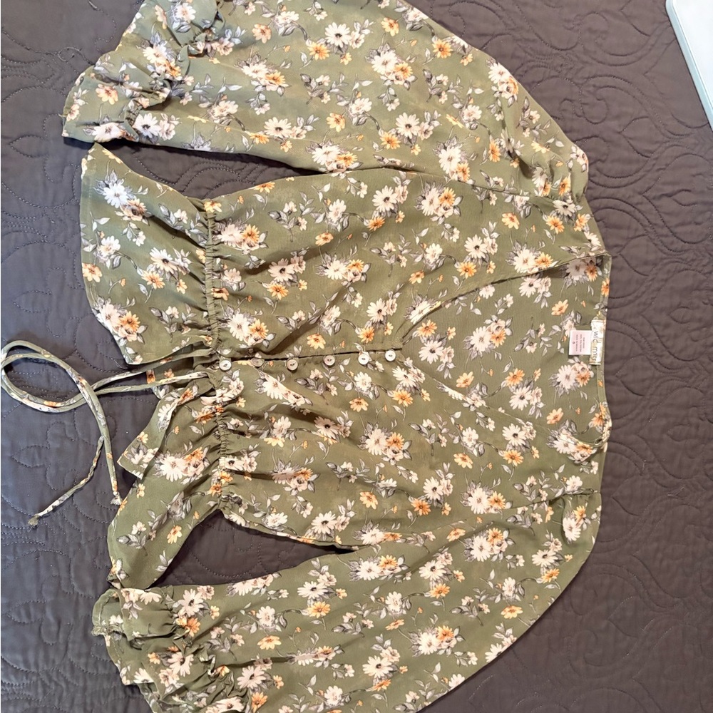 Wild Moss Floral Green Blouse